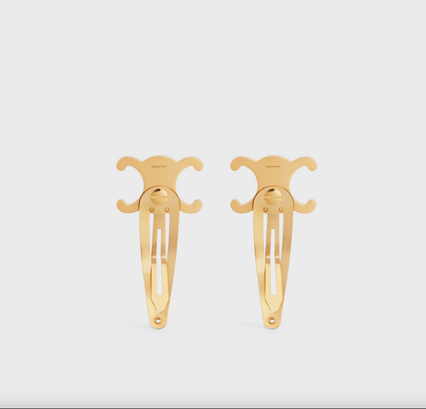 Set of 2 Snap Hair Clips in Brass with Gold Finish and Steel