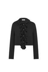 Cropped Jacket with Removable Ruched Collar
