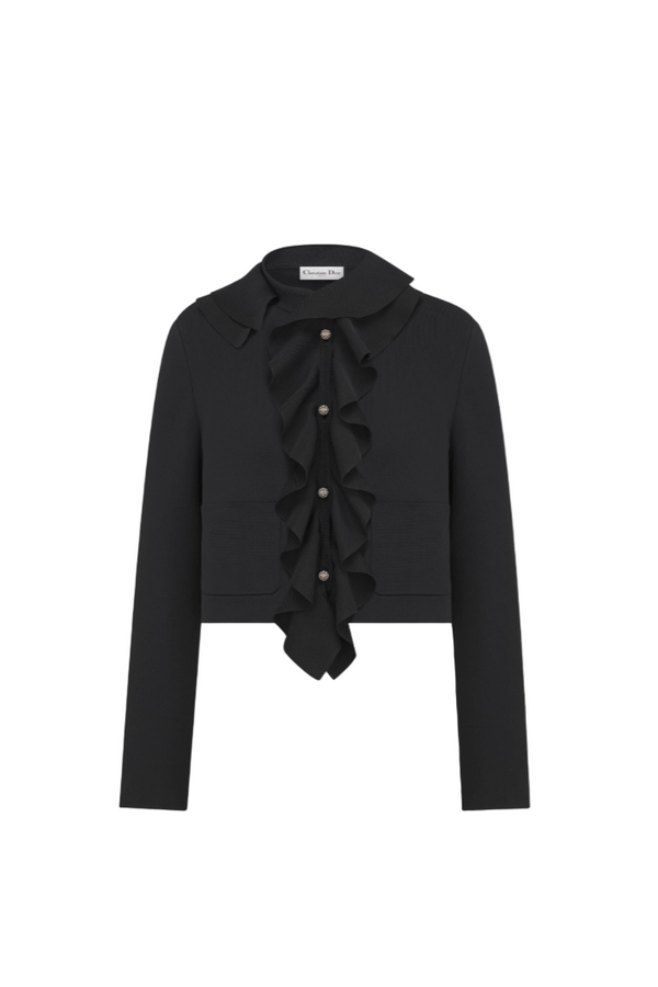 Cropped Jacket with Removable Ruched Collar