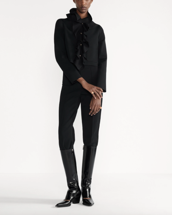 Cropped Jacket with Removable Ruched Collar