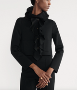 Cropped Jacket with Removable Ruched Collar