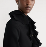 Cropped Jacket with Removable Ruched Collar