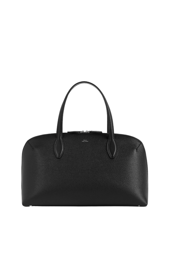 Medium grained-leather day tote black