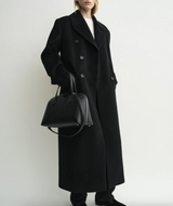 Medium grained-leather day tote black