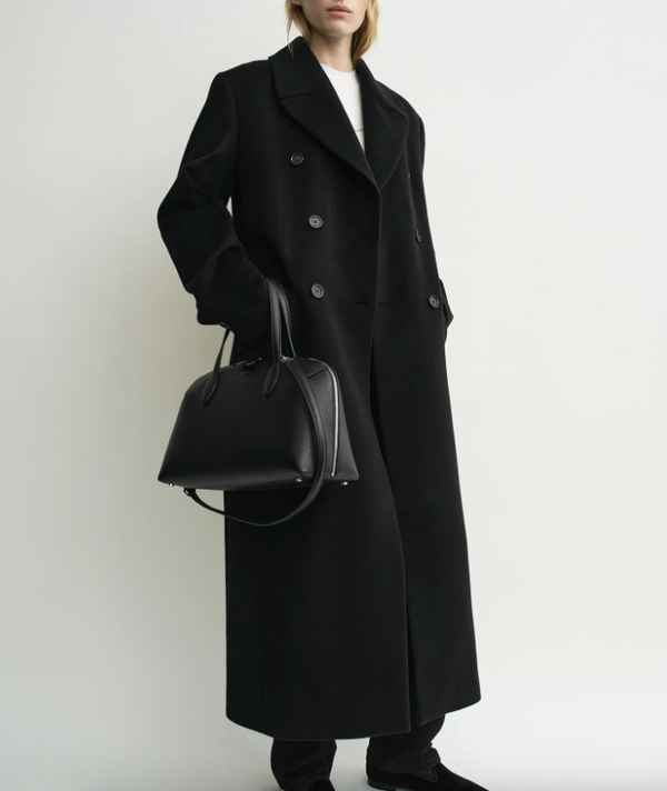 Medium grained-leather day tote black