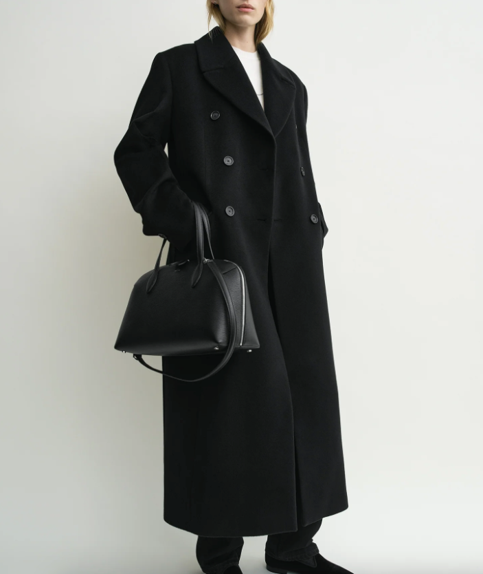 Medium grained-leather day tote black