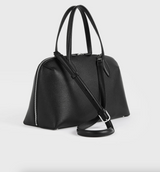 Medium grained-leather day tote black