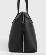Medium grained-leather day tote black