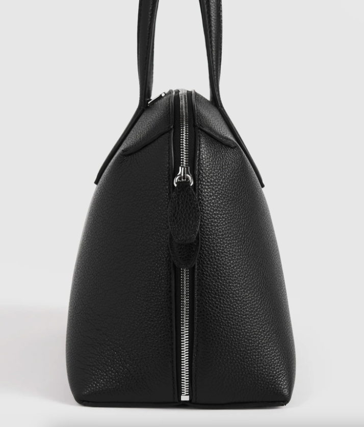 Medium grained-leather day tote black