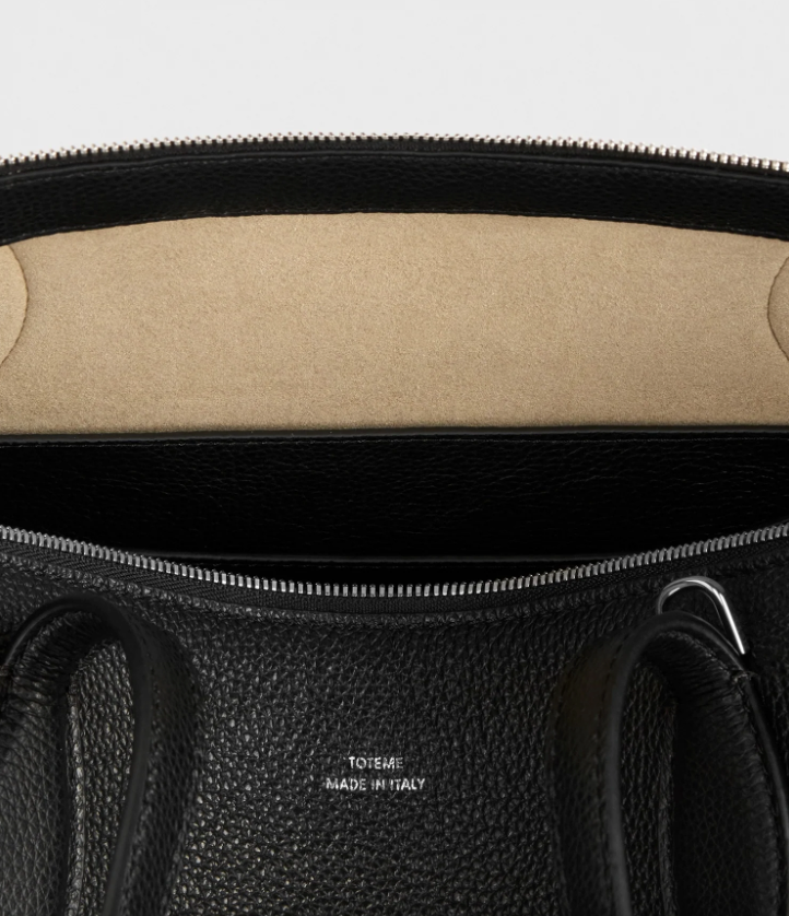 Medium grained-leather day tote black
