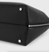 Medium grained-leather day tote black