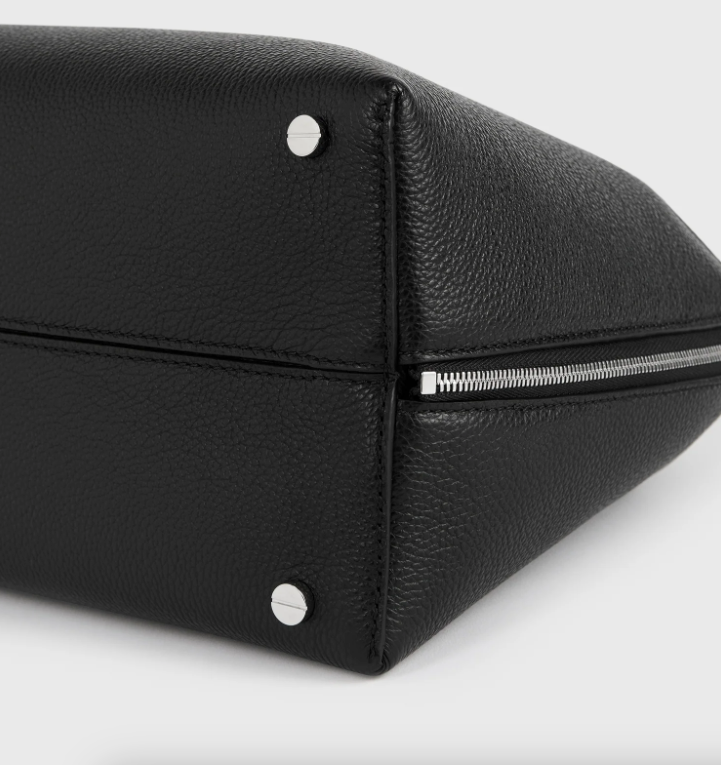 Medium grained-leather day tote black