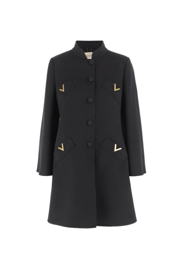 Compact drap coat with v gold