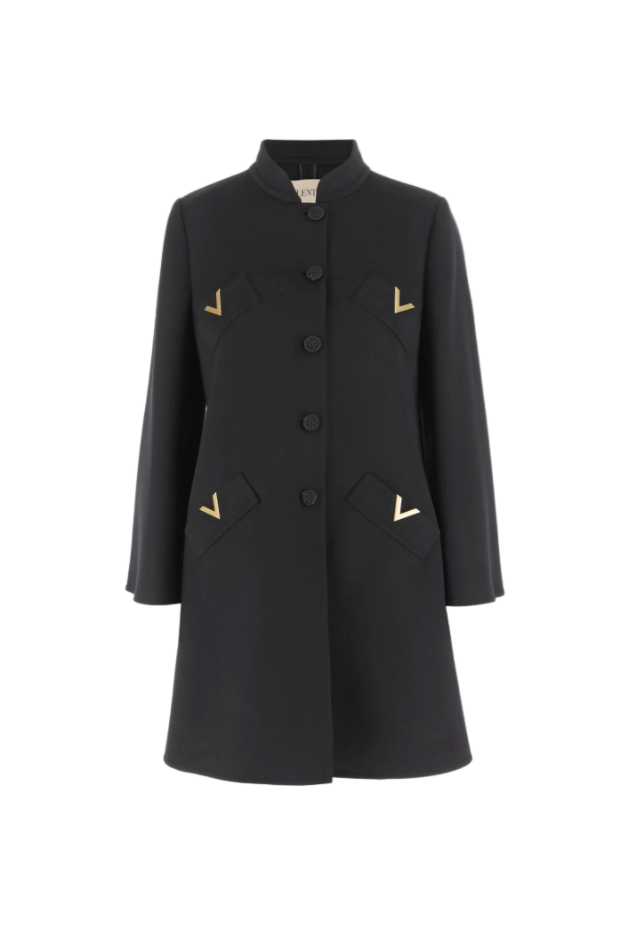 Compact drap coat with v gold