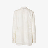 White viscose and silk devoré shirt