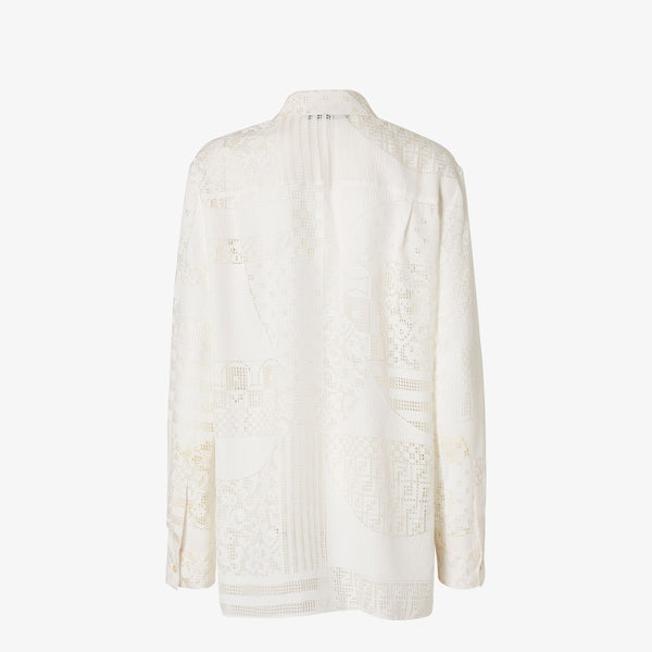 White viscose and silk devoré shirt