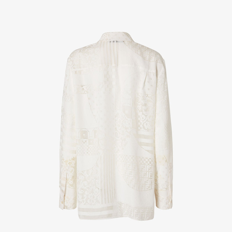 White viscose and silk devoré shirt