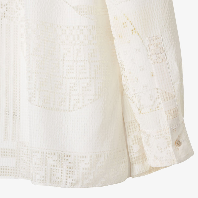 White viscose and silk devoré shirt