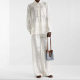 White viscose and silk devoré shirt