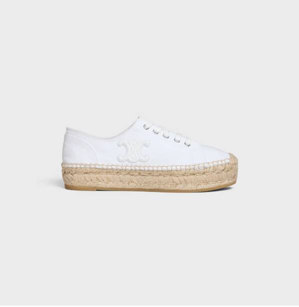LES ESPADRILLES CELINE LACE-UP IN CANVAS AND CALFSKIN