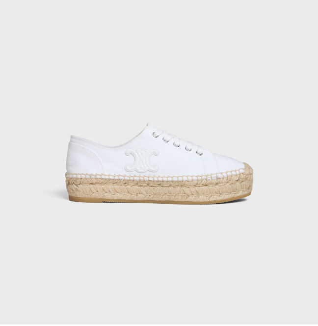 LES ESPADRILLES CELINE LACE-UP IN CANVAS AND CALFSKIN