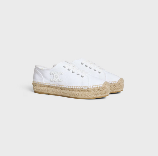 LES ESPADRILLES CELINE LACE-UP IN CANVAS AND CALFSKIN