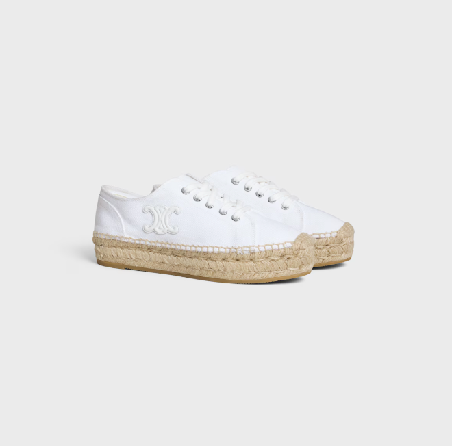 LES ESPADRILLES CELINE LACE-UP IN CANVAS AND CALFSKIN