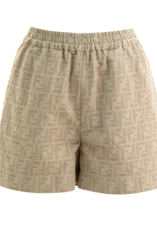 beige fendi chambray denim shorts