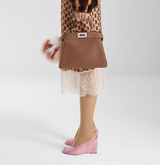 Multicolour sage Selleria bag with 556 hand-sewn topstitches