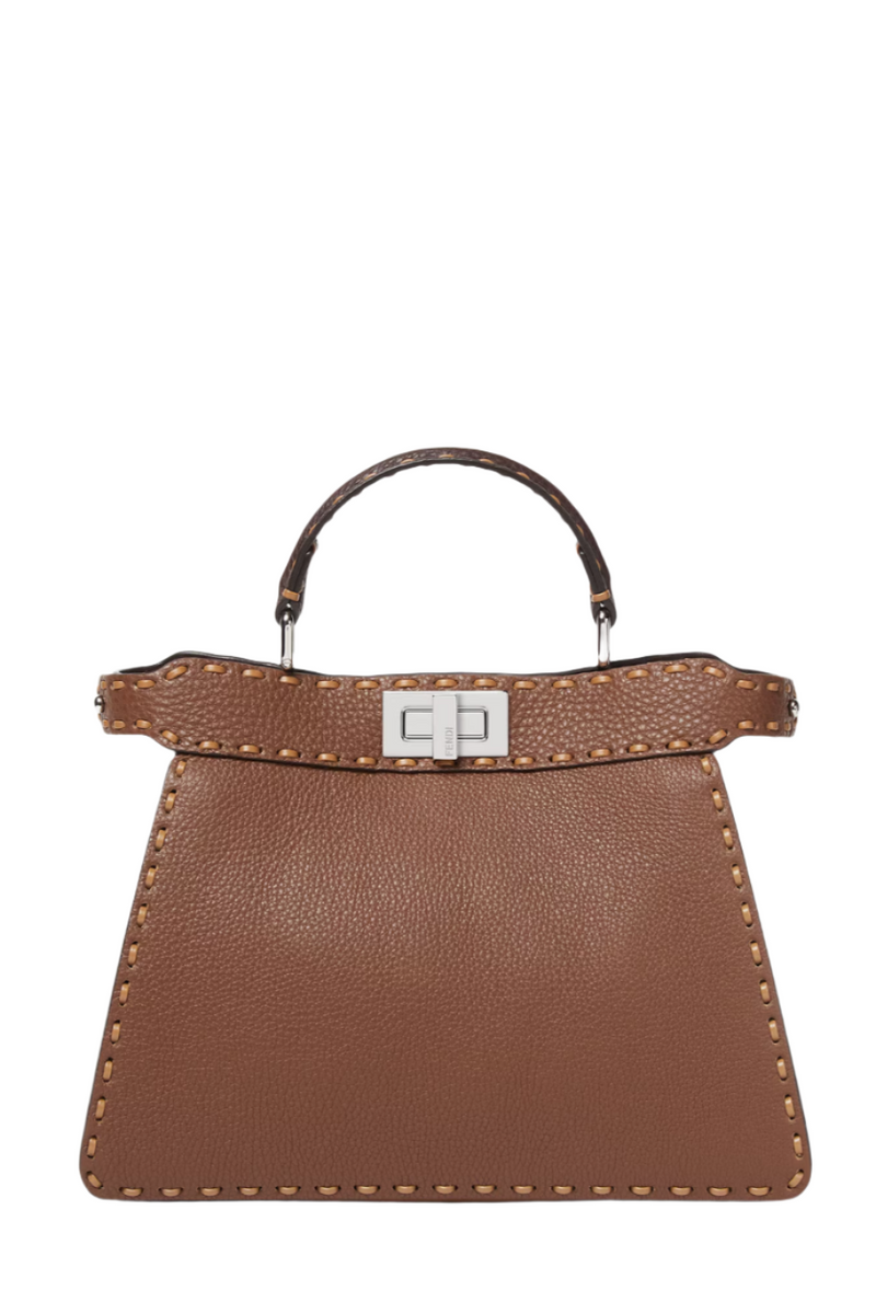 Multicolour sage Selleria bag with 556 hand-sewn topstitches