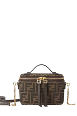 Tobacco brown FF jacquard fabric mini-bag