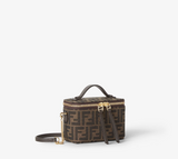 Tobacco brown FF jacquard fabric mini-bag