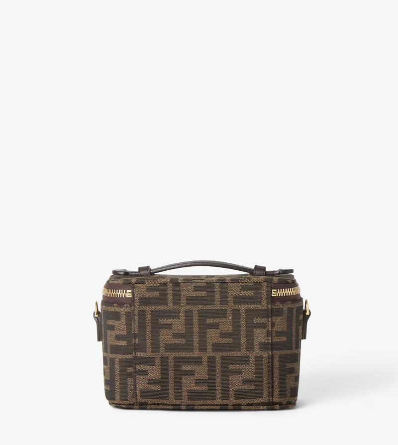 Tobacco brown FF jacquard fabric mini-bag