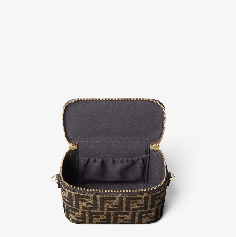 Tobacco brown FF jacquard fabric mini-bag