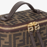 Tobacco brown FF jacquard fabric mini-bag