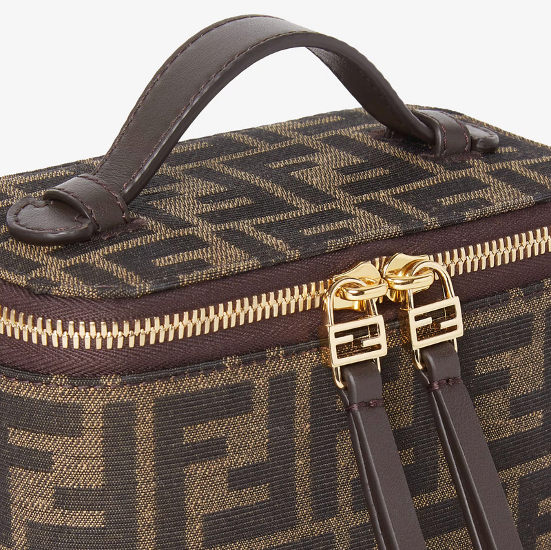 Tobacco brown FF jacquard fabric mini-bag