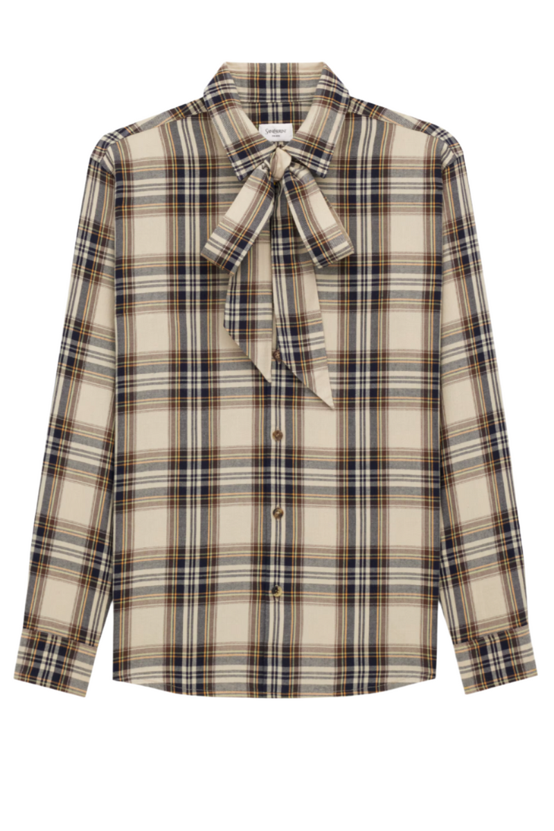 CASSANDRE lavallière shirt in cotton tartan