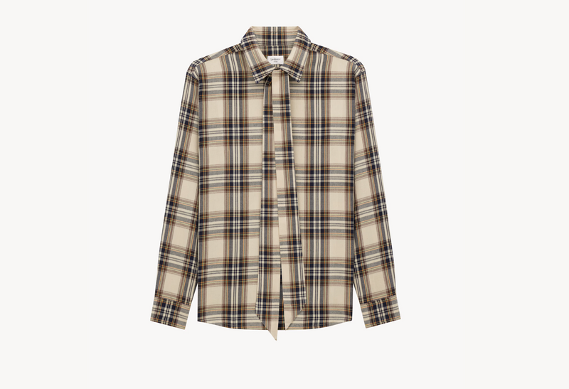 CASSANDRE lavallière shirt in cotton tartan