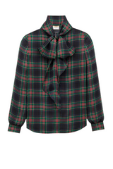 lavallière blouse in tartan silk charmeuse