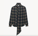 lavallière blouse in tartan silk charmeuse