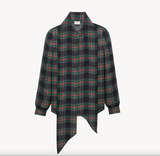 lavallière blouse in tartan silk charmeuse