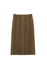 midi skirt in prince of wales wool and cashmere