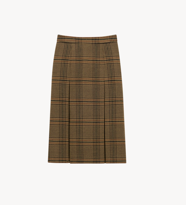 midi skirt in prince of wales wool and cashmere