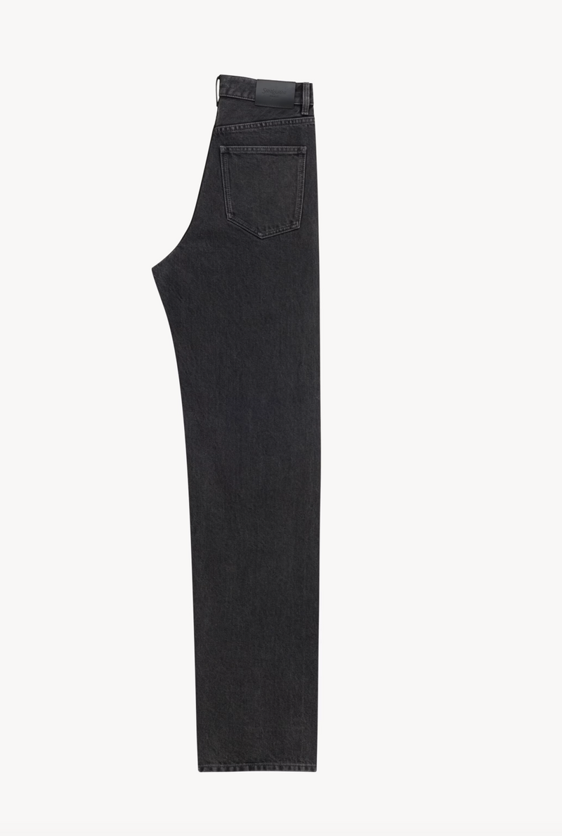 v-waist long baggy jeans in 90's french black denim