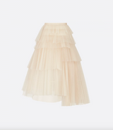 Mid-Length Asymmetric Pleated Skirt