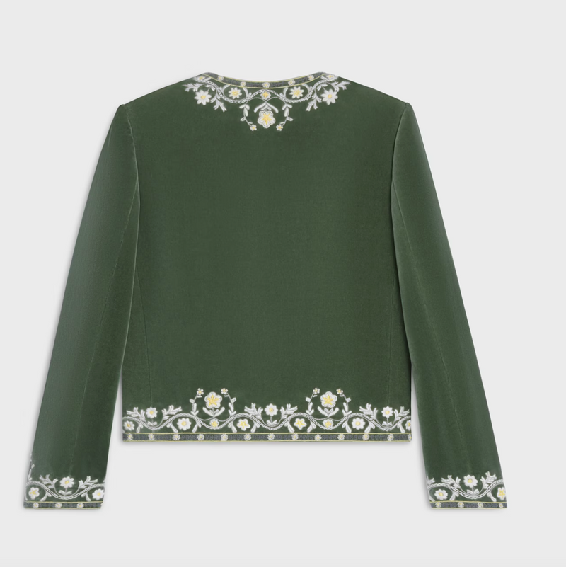 embroidered chelsea jacket in velvet
