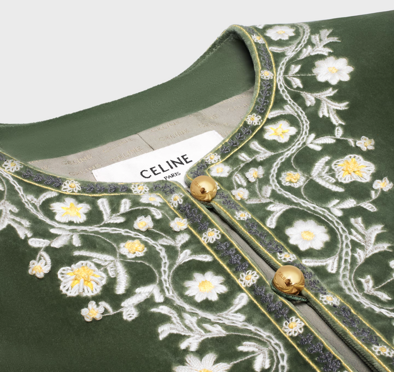 embroidered chelsea jacket in velvet