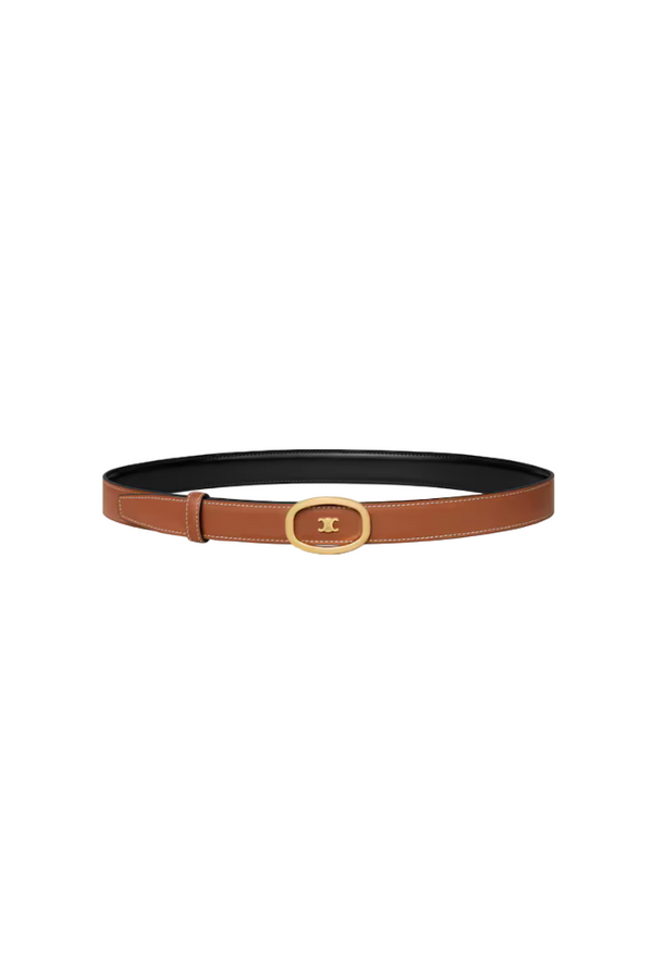 Medium 25mm reversible celine alix belt in taurillon and natural calfskin