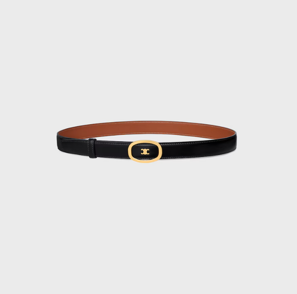 Medium 25mm reversible celine alix belt in taurillon and natural calfskin
