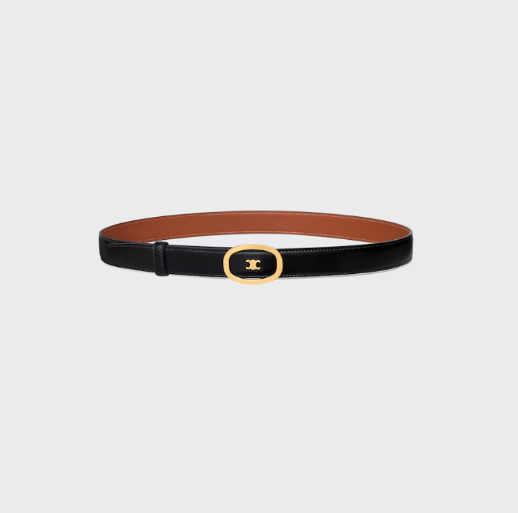 Medium 25mm reversible celine alix belt in taurillon and natural calfskin